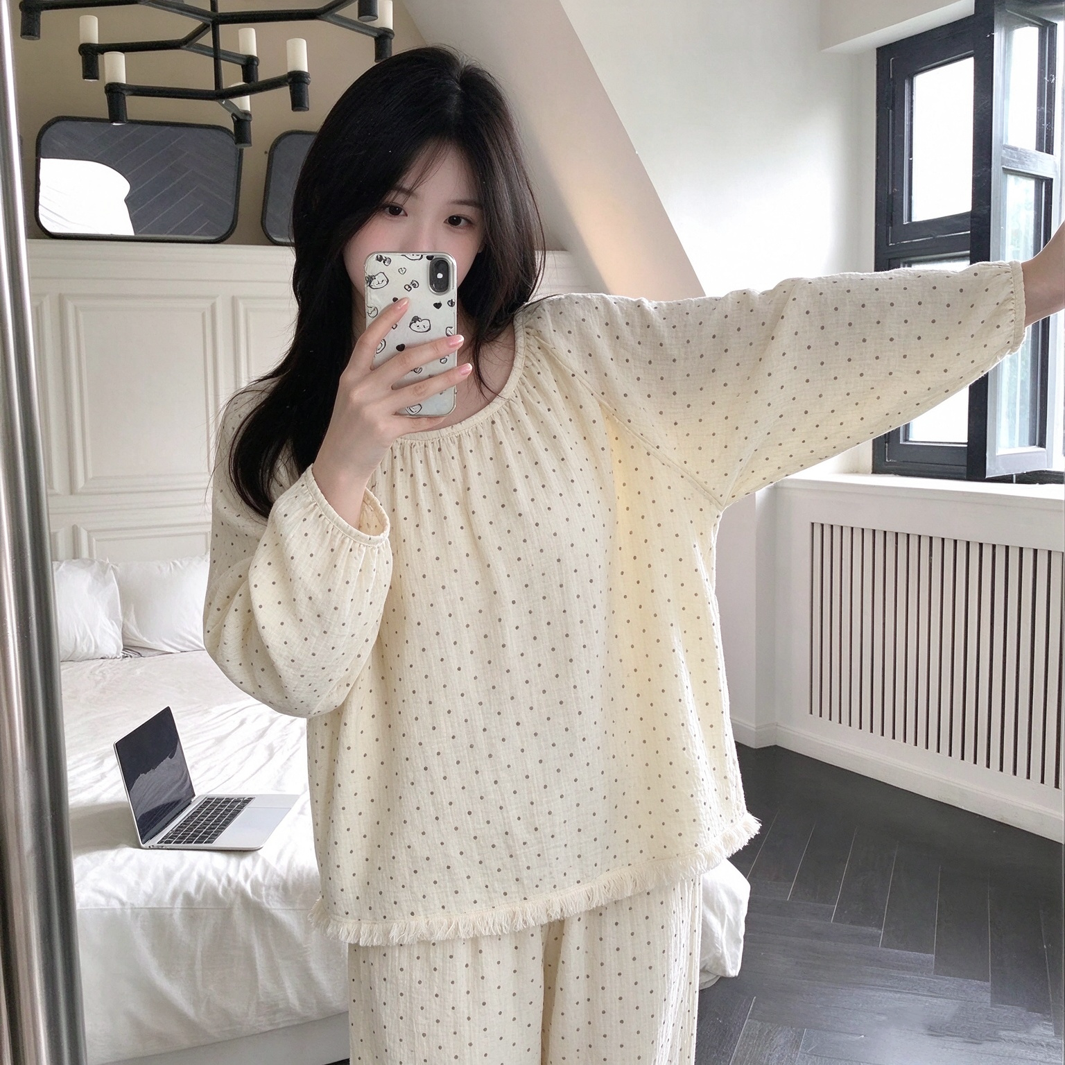 软糯超好穿秋冬季棉纱女长袖睡衣