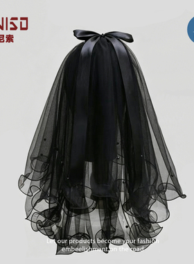 丹尼索黑色头纱女lolita头饰