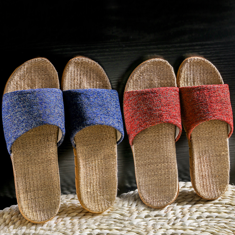 家居软底木地板防滑夏天亚麻拖鞋