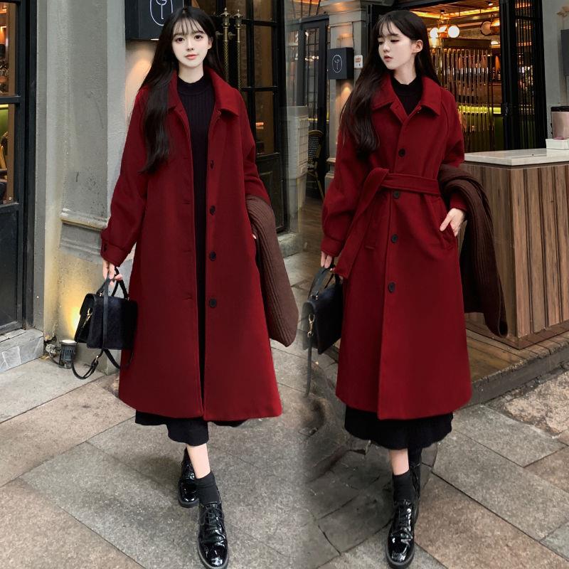 2023秋冬新款韩版宽松红