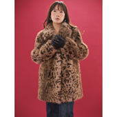 环保皮草 复古时髦豹纹翻领复合麂皮绒中长款 ohmyloli 法式