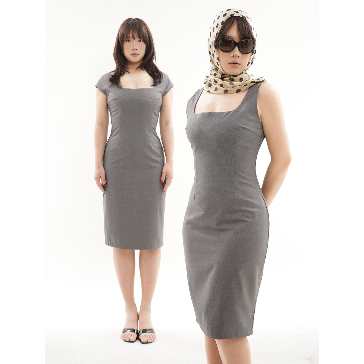 03/23 20点ohmyloli“老友记”灰色高质感收腰复古90s连衣裙