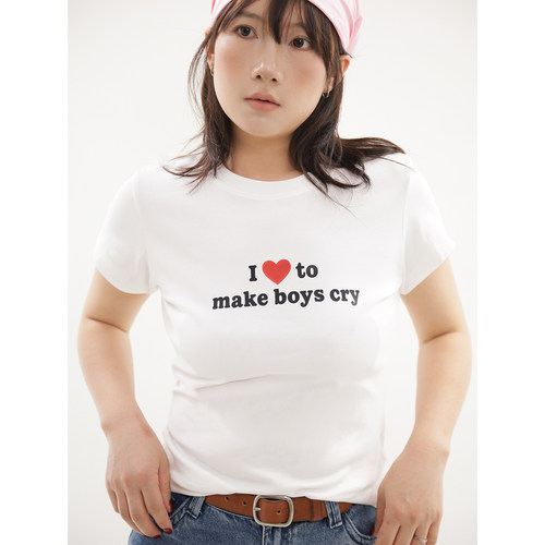 03/23 20点ohmyloli“I like to make boys cry”玩味标语白色T恤