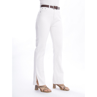 ohmyloli八折回馈全棉无弹高腰侧开衩白色基础春夏实穿法式 牛仔裤