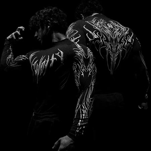 Breathedivinity2025新款美式健身男训练紧身衣高领运动速干长袖