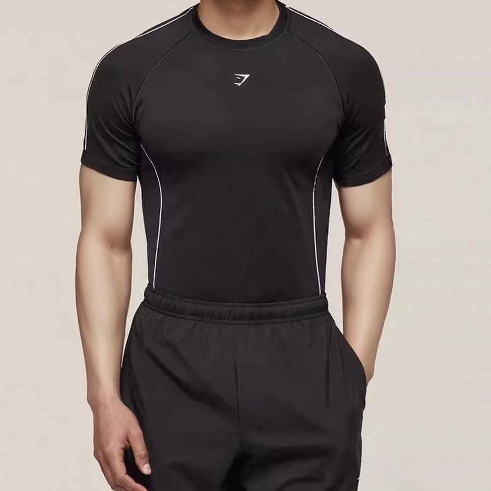 GYMSHARK美式新款2025健身撸铁百搭短袖运动紧身速干透气无缝T恤