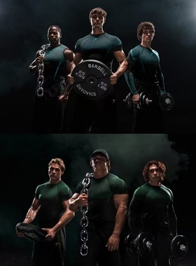 GYMSHARK Onyx 5.0超级英雄紧身速干衣弹力运动训练修身健身服