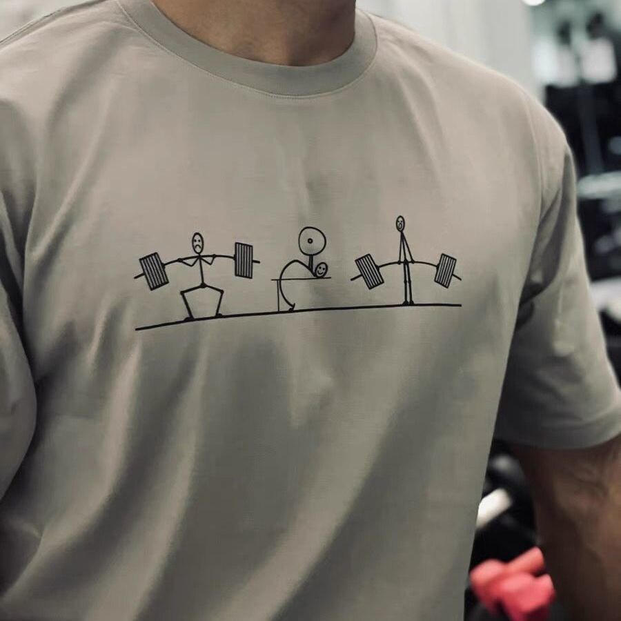 健身房新款三项训练印花重磅纯棉半袖t恤肌肉吸汗排湿力量短袖,男装,T恤,淘宝优惠券,粉丝福利购,淘宝优惠卷