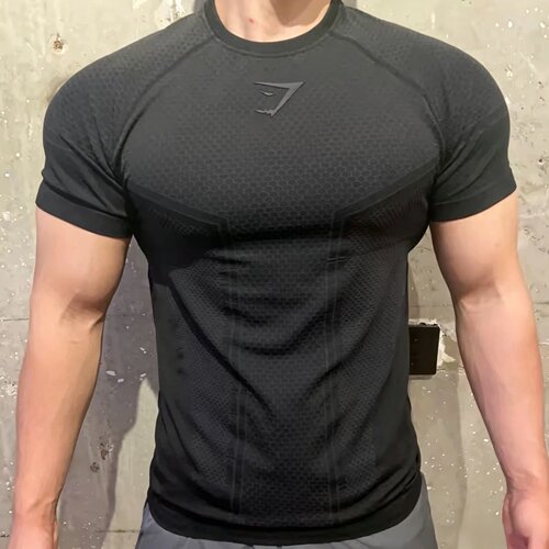 Gymshark ONYX 3.0超级英雄男士运动健身修身显身材无缝高弹短袖