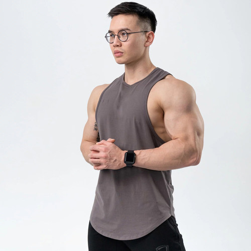 健身肌肉男背心运动透气纯色纯棉训练无袖跑步修身弹力显肌肉T恤