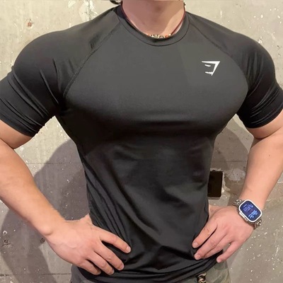 GYMSHARK美式运动健身男撸铁紧身衣速干透气弹性修身圆领短袖T恤