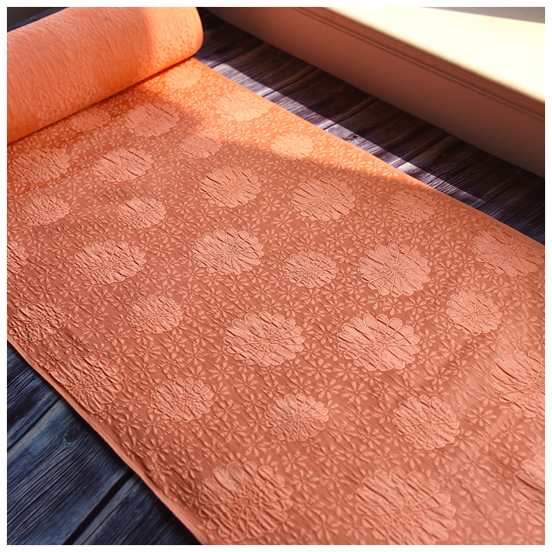 小纹菊花柄蓬织布料正绢中古服装