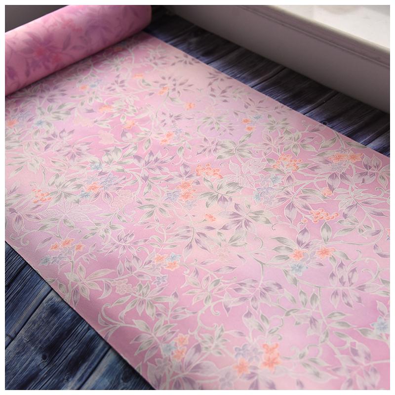 正绢真丝浅紫晕染小纹反物零裁