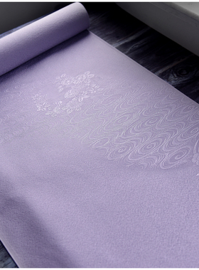 进口中古正绢桑蚕丝紫色提花花环羽尺反物整卷布料汉服旗袍面料