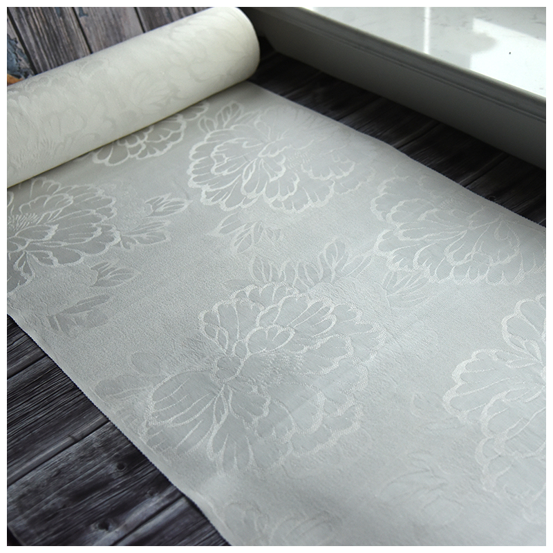 正绢真丝旗袍汉服银牡丹小纹零裁