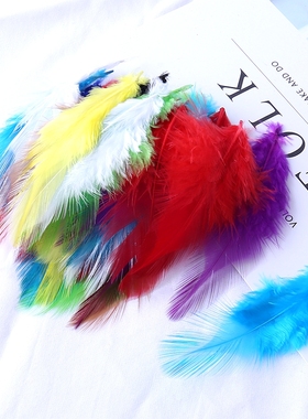 DIY配件手工配件 羽毛发饰胸花配件彩色鸡毛捕梦网继羽毛50根