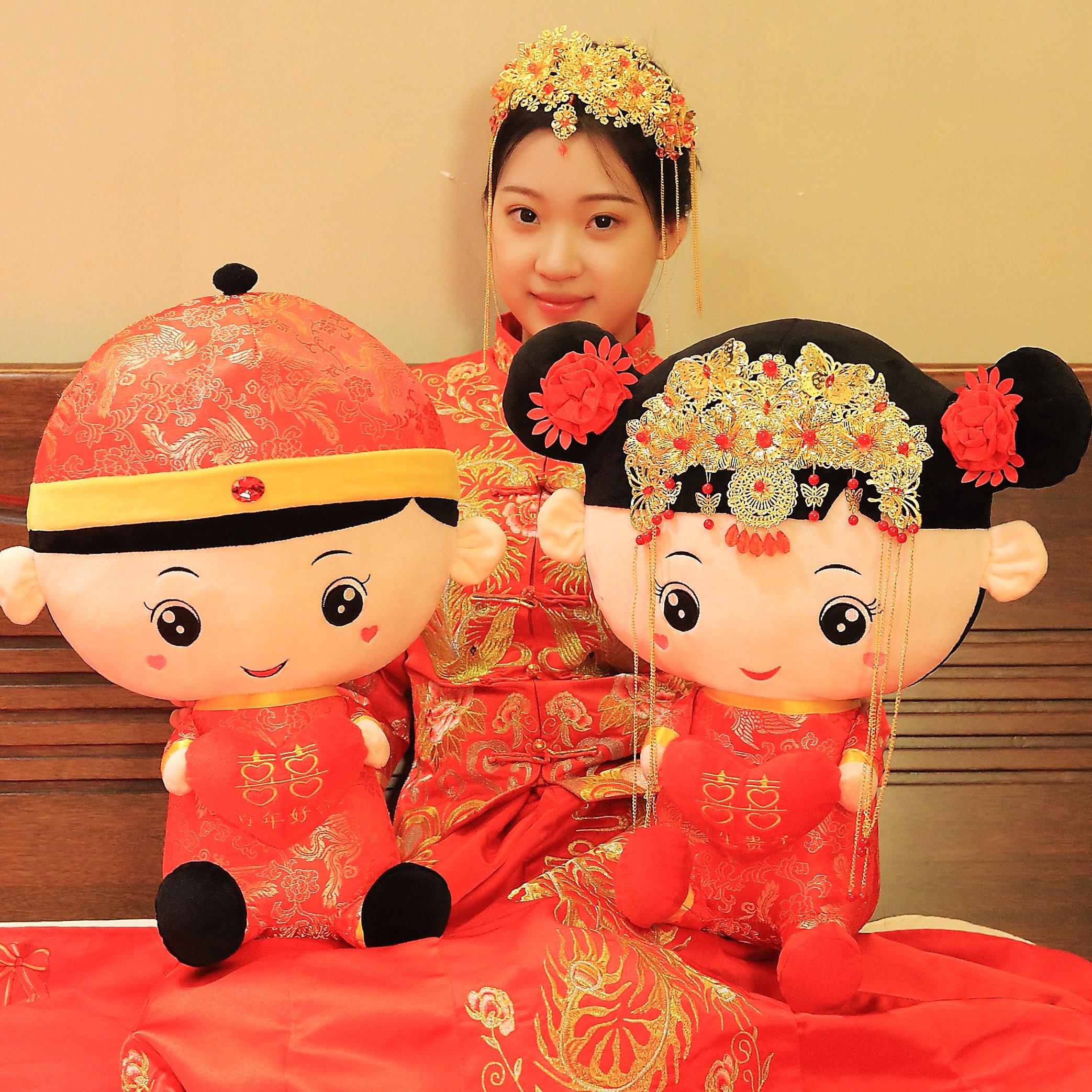 压床娃娃一对结婚礼物新婚对娃床上高档公仔婚庆摆件婚房喜娃抱枕