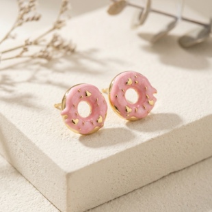 耳语象限设计师甜甜圈耳钉少女心清新甜美珐琅滴釉甜食耳饰耳钉
