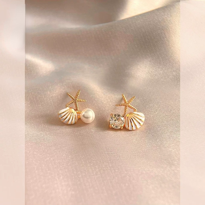 耳语象限小众设计微镶锆石不对称海星创意耳钉气质个性耳饰
