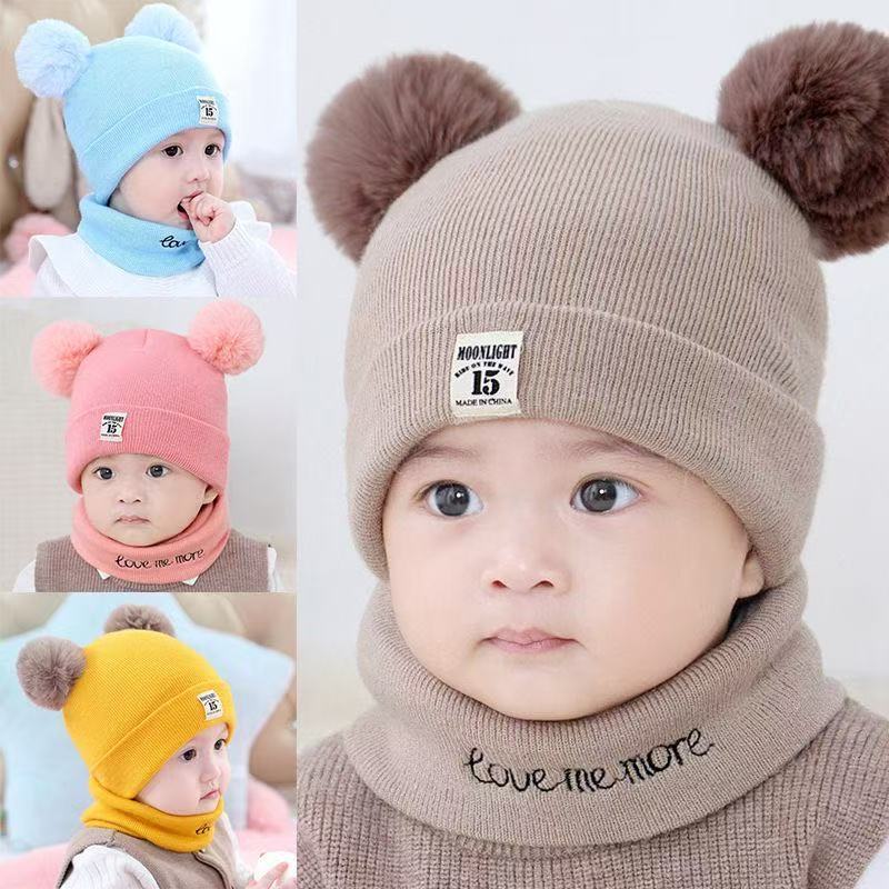 婴儿针织帽秋冬帽子婴幼儿护耳帽新生儿男女童毛线帽加厚宝宝帽