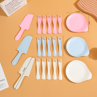 定制生日蛋糕餐具套装一次性餐盘刀叉碟子组合水滴盘叉盒帽子蜡烛