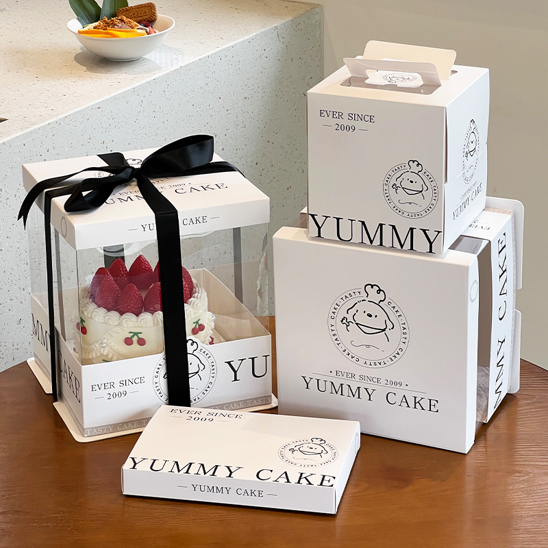 透明生日蛋糕盒子包装盒四寸6六寸8八寸10寸12单双层加高可爱儿童