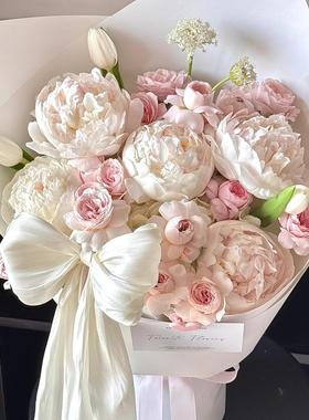 新西兰进口芍药郁金香花束送女友闺蜜生日表白花束杭州上海北京店