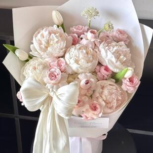 新西兰进口芍药郁金香花束送女友闺蜜生日表白花束杭州上海北京店