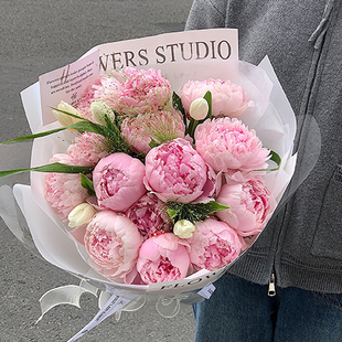 进口芍药落日珊瑚表白鲜花上海杭州北京广州深圳同城生日花束速递