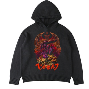 Berserk Guts剑风传奇格斯美式潮牌高街重磅宽松针织衫连帽毛衣