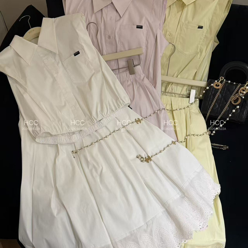 26夏上新！贴标单口袋衬衫+蕾丝花边半身裙两件套套装