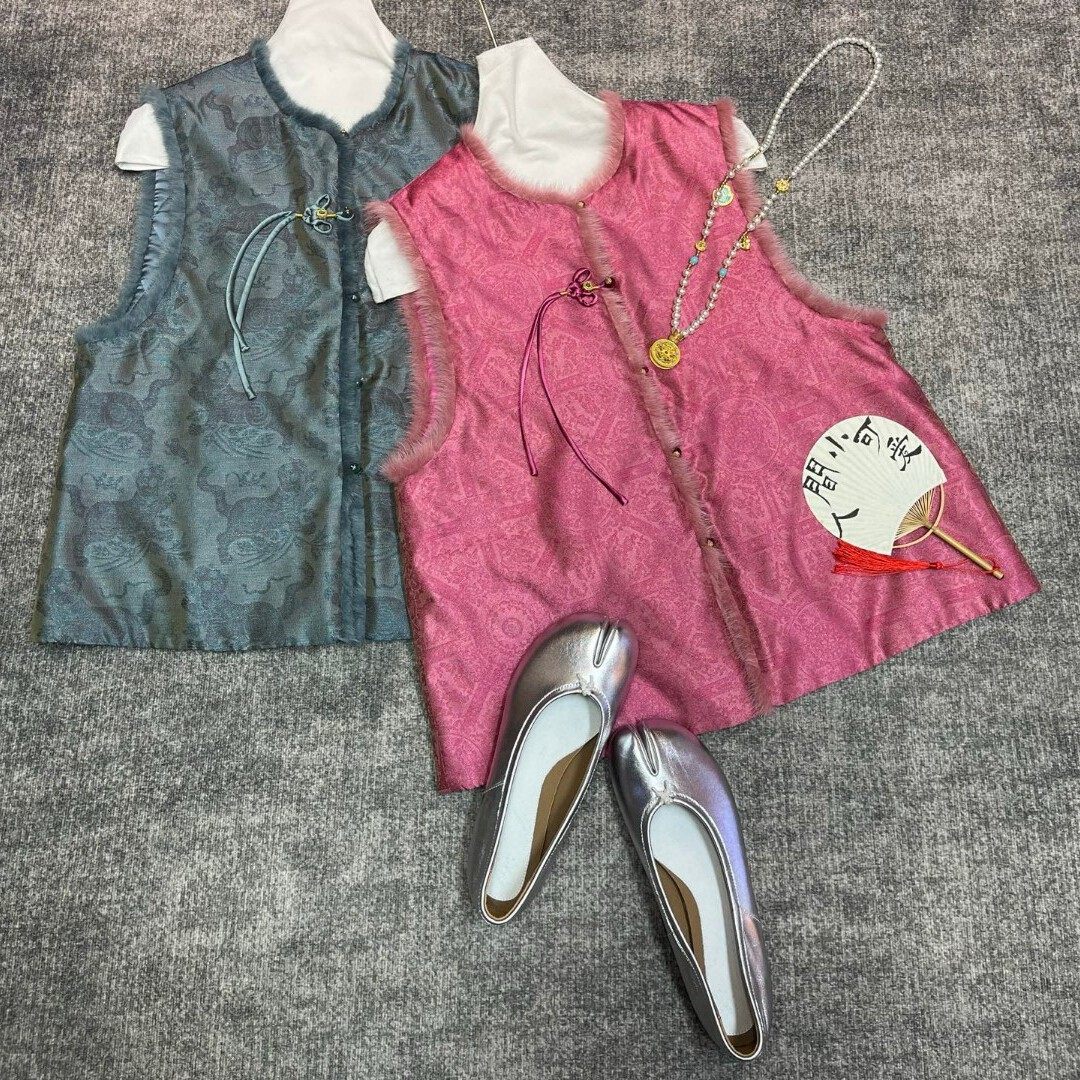 冬上新！桑蚕丝流光绸夹棉马甲