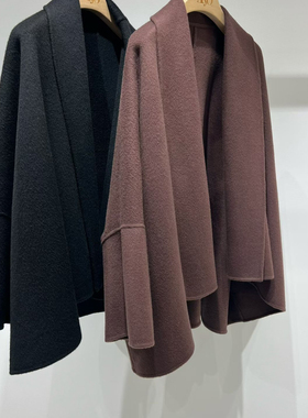 冬上新赫本风斗篷式显瘦气质羊毛外套（含70%澳毛）(30%山羊绒)