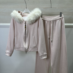 含20%羊毛 套装 抽绳休闲裤 冬上新连帽拉链加绒卫衣外套