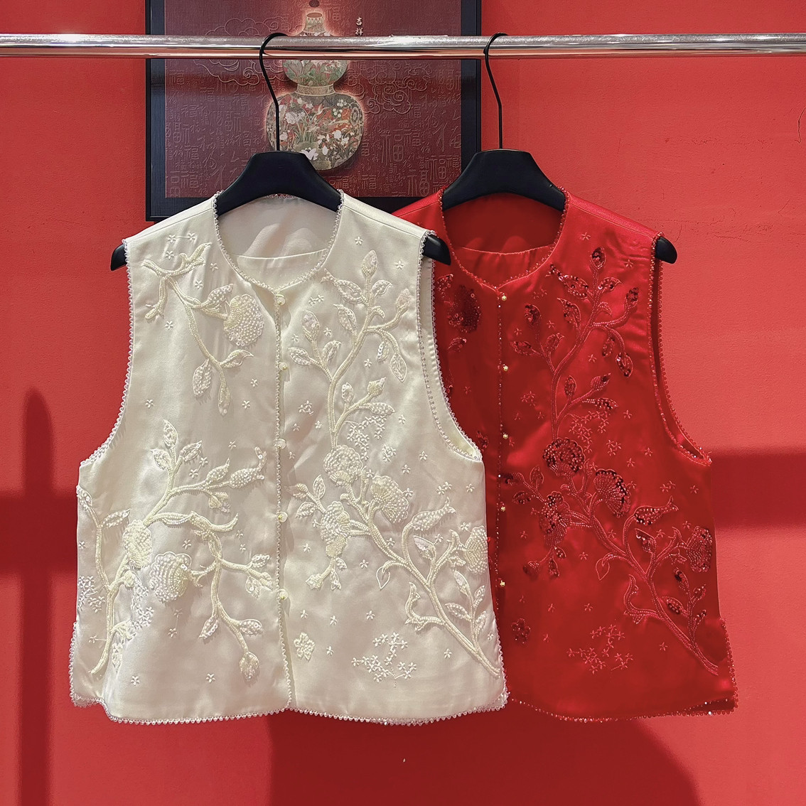 26年早春！早春上新！轻奢优雅气质串珠刺绣国风马甲,女装/女士精品,马夹,淘宝优惠券,粉丝福利购,淘宝优惠卷