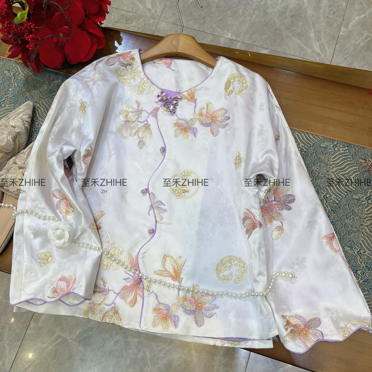 26年早春极简大牌老钱新中式人丝重工绣花盘扣短外套,女装/女士精品,时尚套装,淘宝优惠券,粉丝福利购,淘宝优惠卷