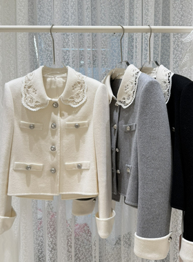 冬上新法式复古拼色翻领单排扣羊毛外套（含90澳毛）