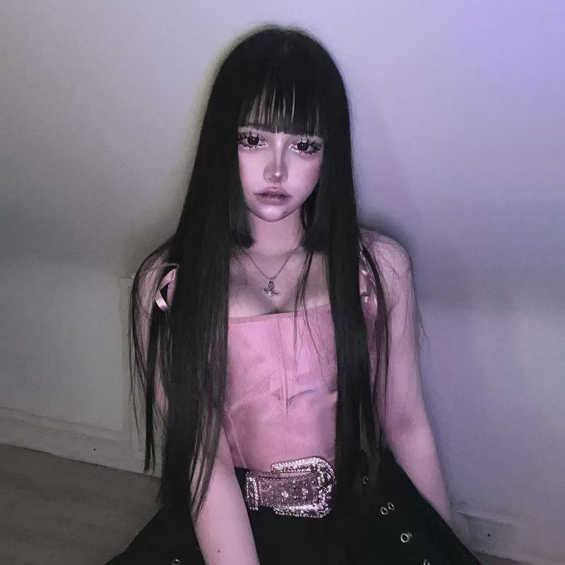 假发女长发自然公主切日系全头套lolita仿真发黑长直发假发套wigs