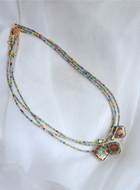 漫游记多彩串珠男女项链波西米亚