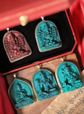 手工复古个性吊坠象神绿度母