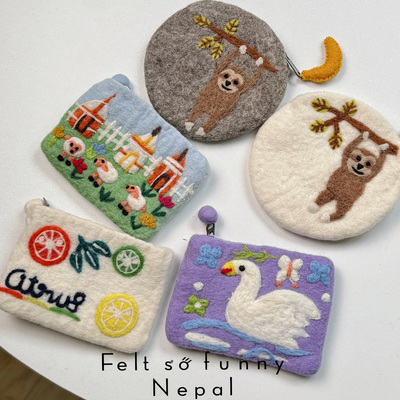 好乖尼泊尔手工羊毛毡天鹅零钱包