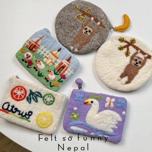 好乖尼泊尔手工羊毛毡天鹅零钱包
