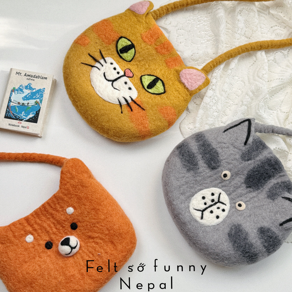 好有趣手工羊毛毡猫咪狗狗包