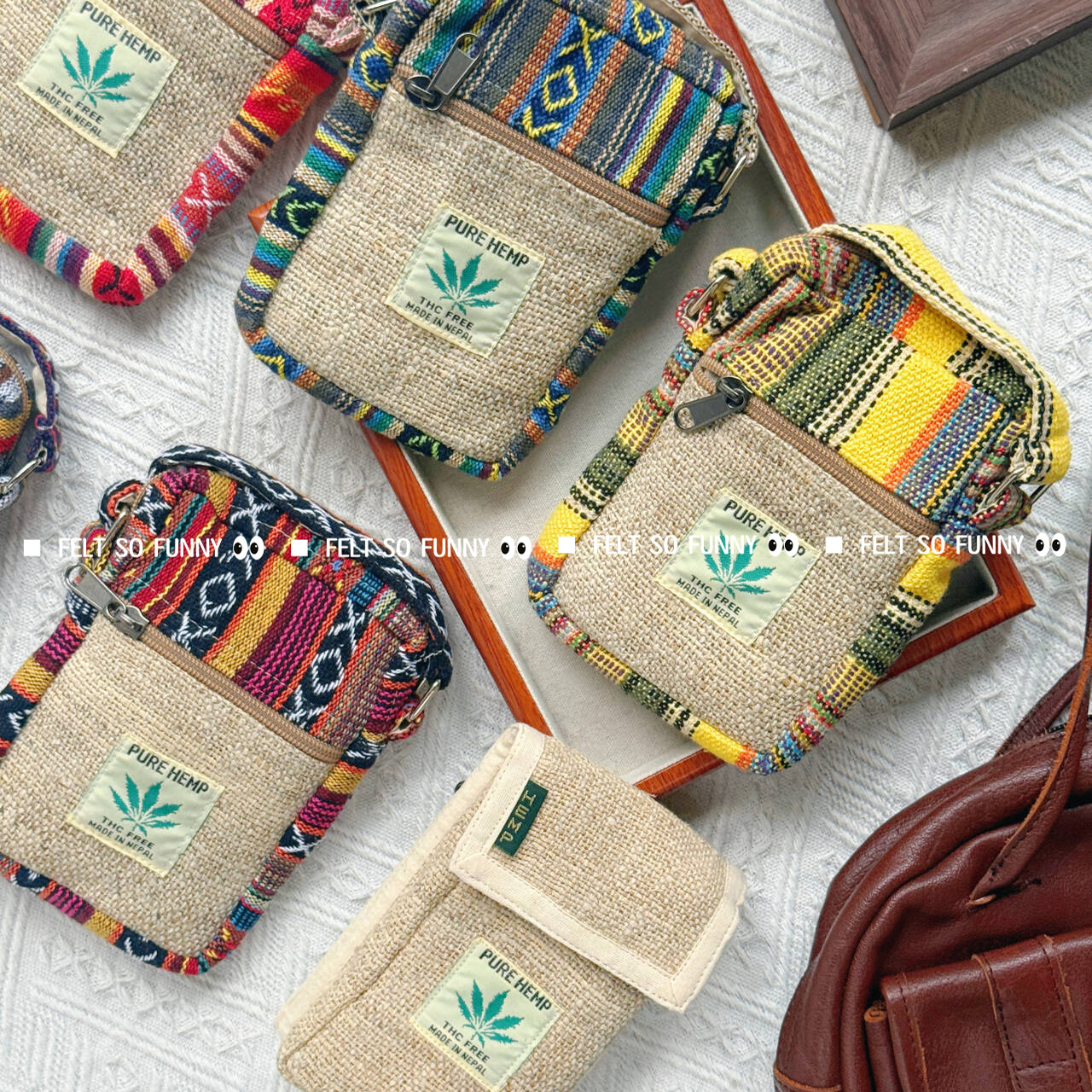 尼泊尔亚麻复古斜跨手机收纳包