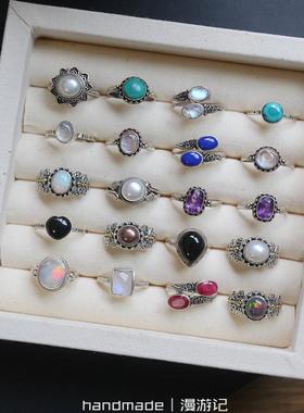 天然水晶珍珠复古质感女戒指指环