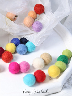 漫游记甜美彩色羊毛毡球 DIY胸针开衫围巾帽子别针日韩系搭配饰品