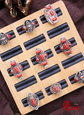 复古做旧s925纯银宝石开口戒情侣