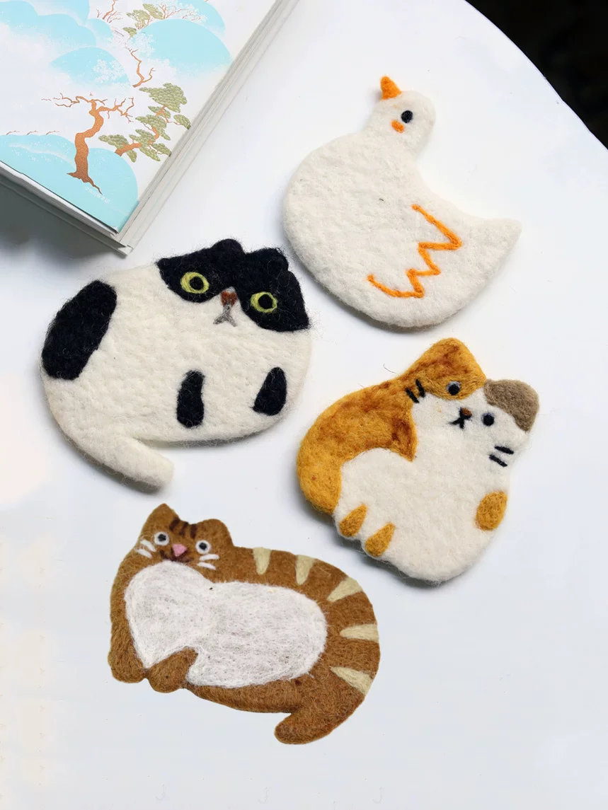 Милый мультяшный столовой коврик из шерсти фетра, милые животные, Birthday подарок