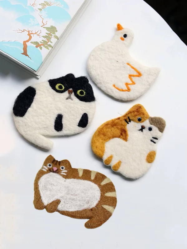 Милый мультяшный столовой коврик из шерсти фетра, милые животные, Birthday подарок