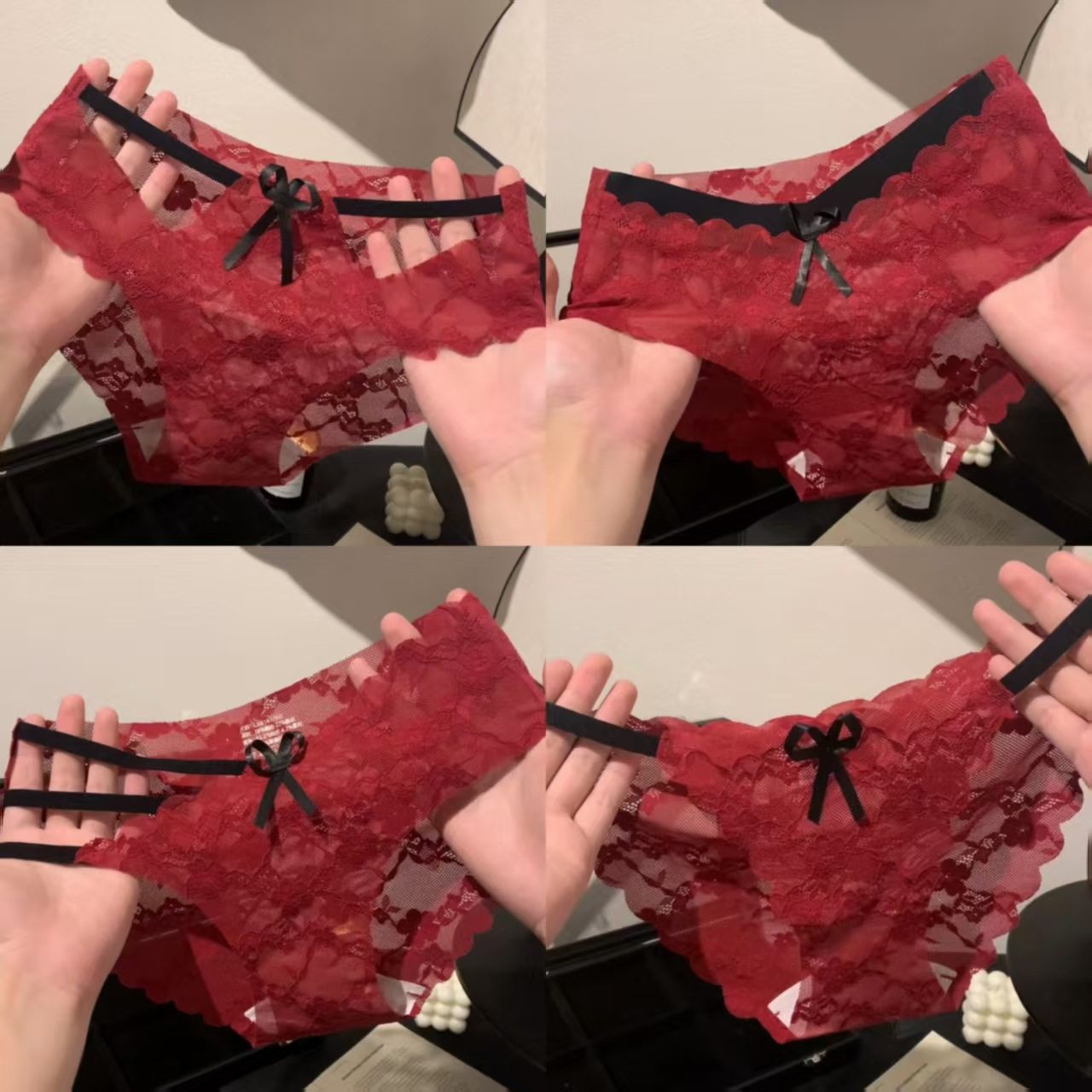 本命年大红色内裤女士低腰交叉蕾丝纯欲镂空性感结婚无痕内裤女,女士内衣/男士内衣/家居服,男三角内裤,淘宝优惠券,粉丝福利购,淘宝优惠卷